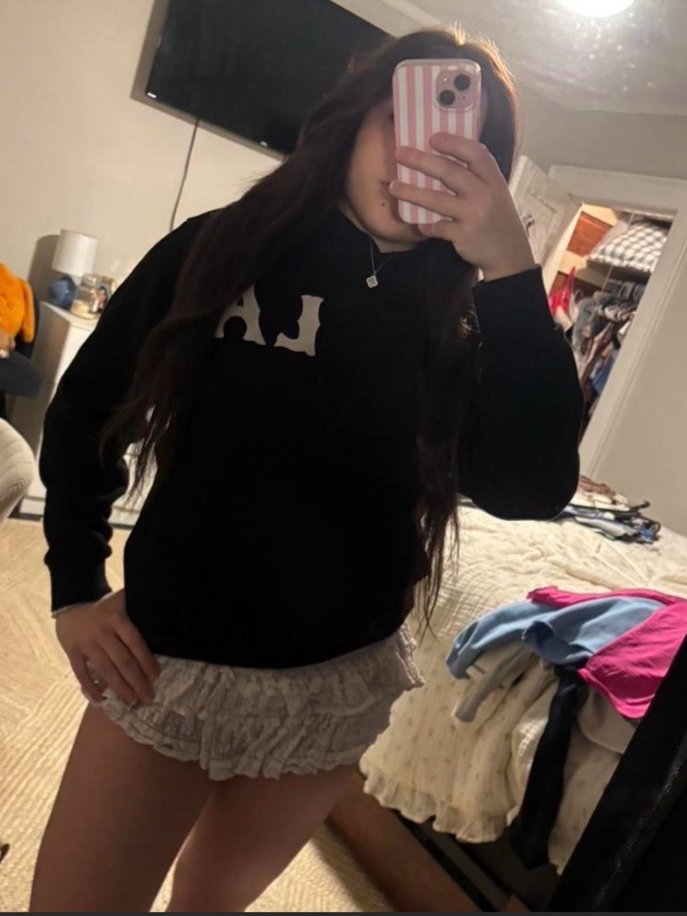 PacSun Black Hoodie with White Logo - Women